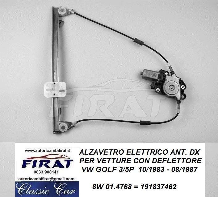ALZAVETRO ELETTRICO VW GOLF 83 - 87 3/5P ANT.DX 01.4768
